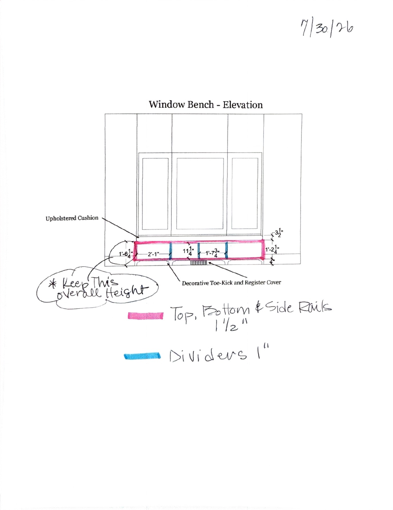 Window Bench — Elevation (updated 7/30/26)